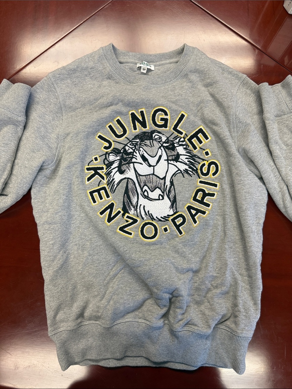 Kenzo Kids Grey Sweatshirt with Yellow-Accent Jungle Tiger Logo